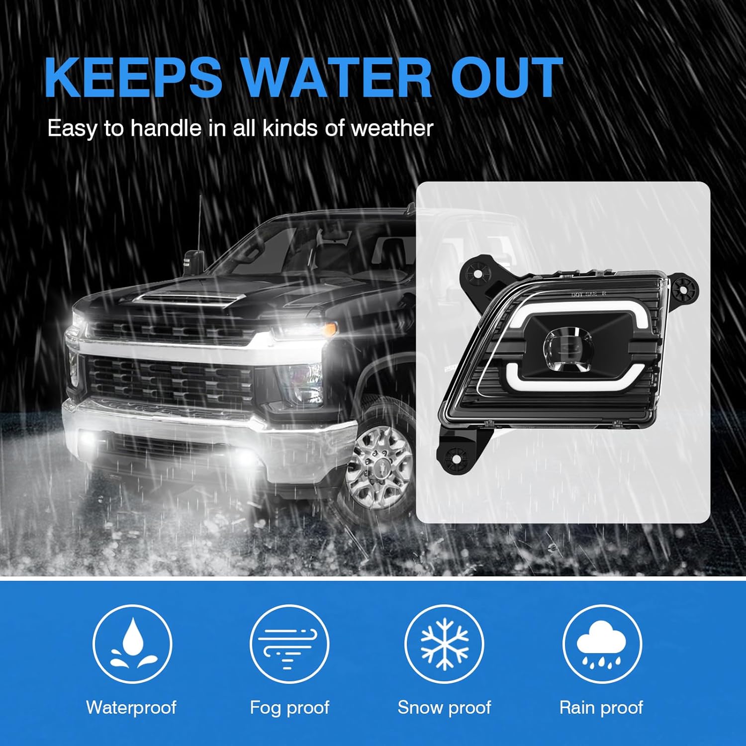 OKSIWA LED Fog Lights with DRL for 2019 2020 2021 2022 2023 Chevrolet Silverado 1500 2500HD 3500HD, Chevrolet Fog Lamp Kits with Running Lights and Turn Signals, 1 Pair