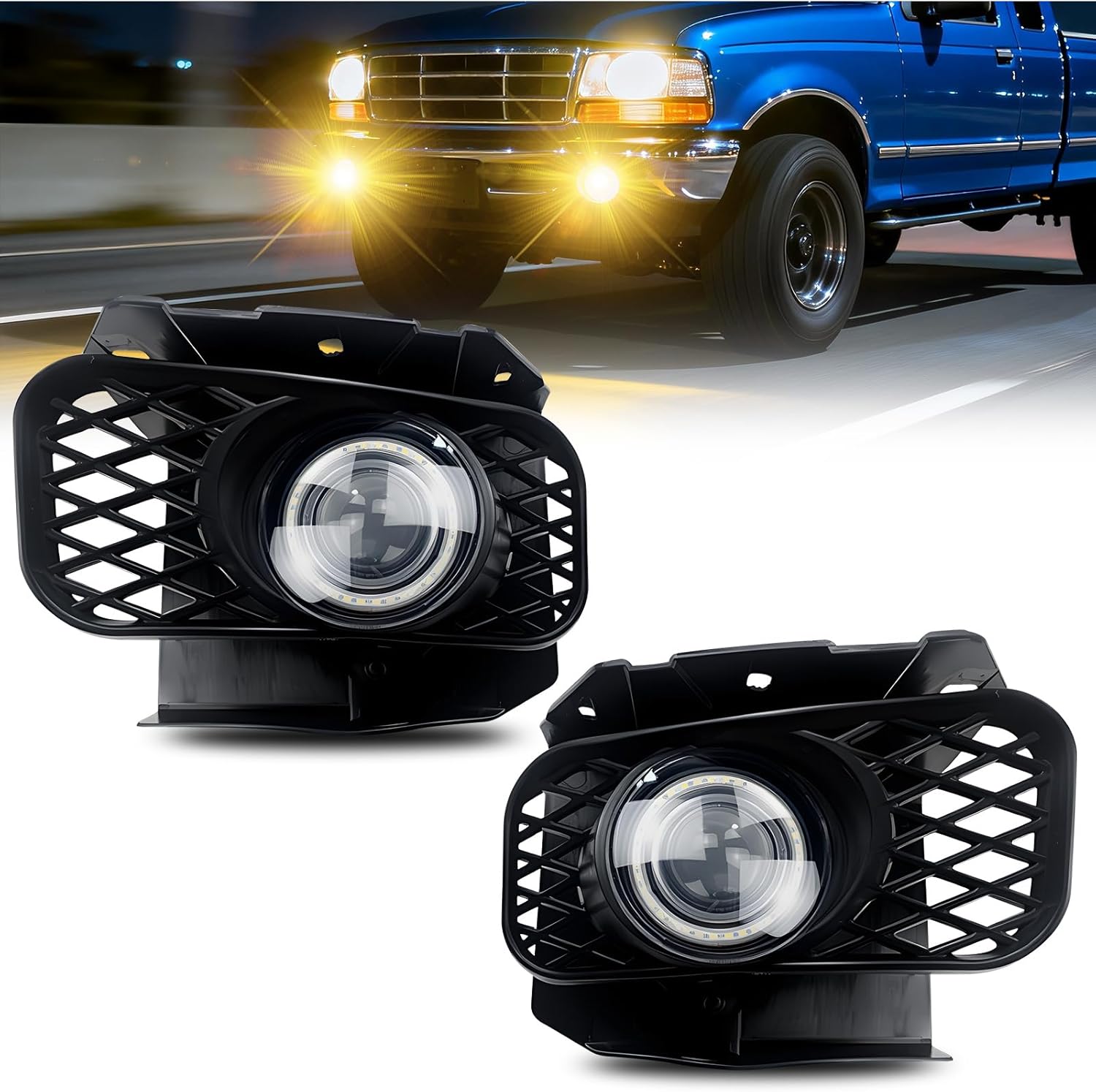 OKSIWA Fog Lights Lamp, Fit For Ford Expedition 1999-2002, F-150 1999-2003 & F-150 Heritage 2004, Driver & Passenger Side, W/Replacement Bulbs, Wiring Kit & Switch Included, IP67 Waterproof Plug-And-Play