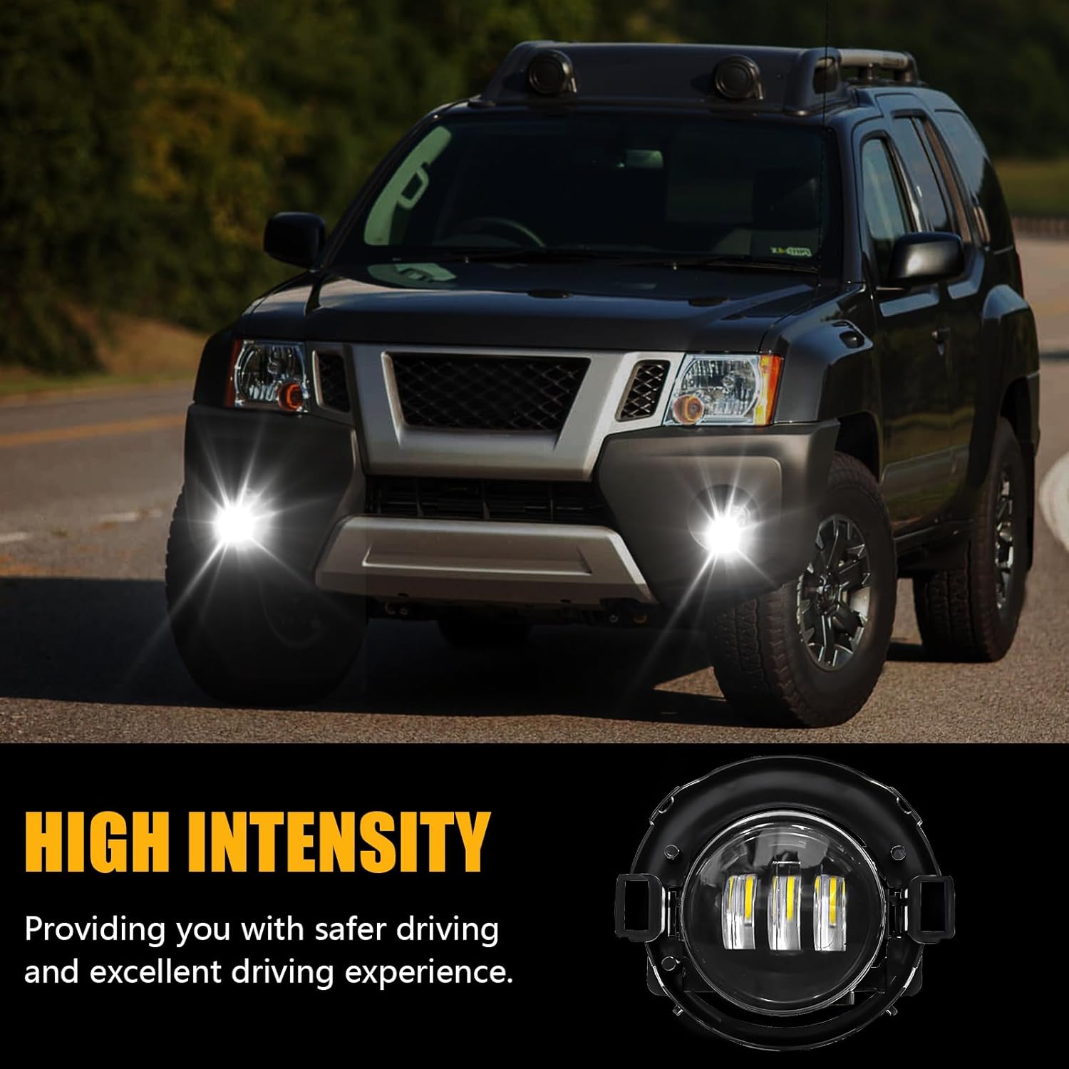OKSIWA LED Fog Lights,Compatible with 2010-2017 Nissan Frontier,2005-2015 Xterra, Driving Fog Lamps Replacement with Wiring Harness, Switch Kit (Only fit for Plastic Bumper)