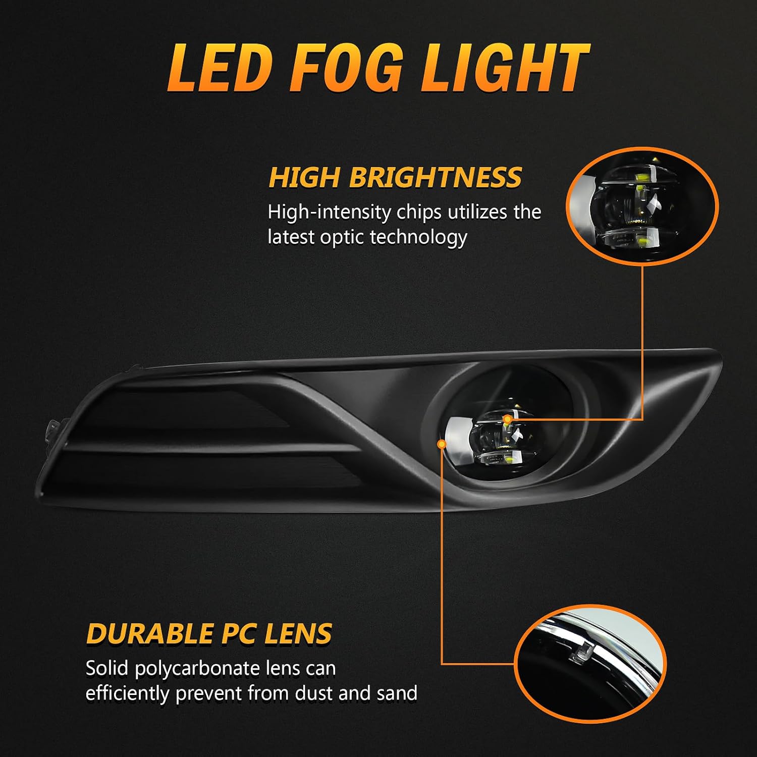 OKSIWA LED Fog Light,Compatible with 2013-2015 Nissan Sentra(Not Fit for SR type),Front Bumer Driving Light Fog Lamp Assembly Kit with Wiring Harness, Switch,Plug and Play