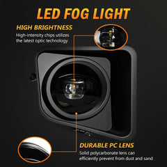 OKSIWA LED Fog Lights for 2014 2015 2016 2017 2018 2019 2020 2021 Toyota Tundra,1 Pair Front Driving Fog Lamps Kits with Wiring Harness Switch,Clear Lens-4