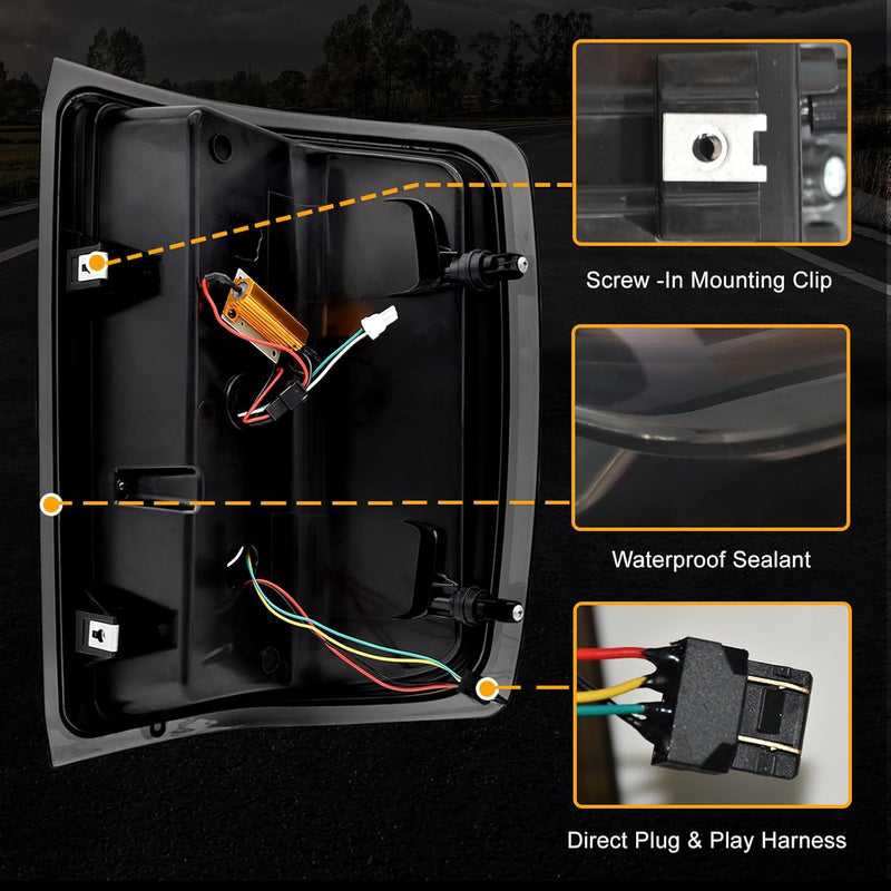 Animated Sequential Smoked LED Tail Lights for 2014-2018 Chevy Silverado & 2016-2018 GMC Sierra 3500HD DRW Plug & Play-6