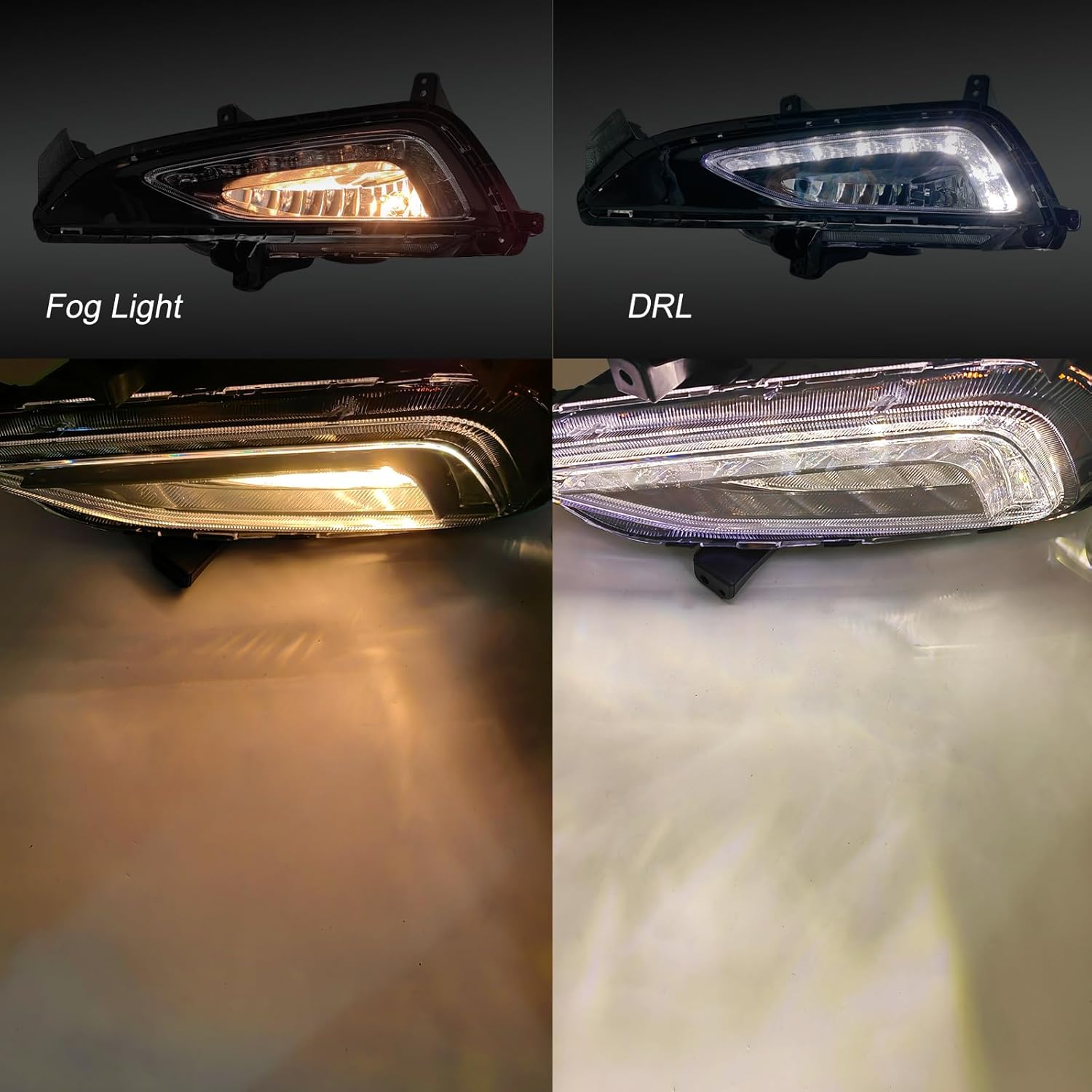 OKSIWA LED&DRL Fog Light Fit For 2016 2017 2018 Hyundai Tucson, A Pair Of Front Bumper Fog Lamps With Clear Lens And Covers-9