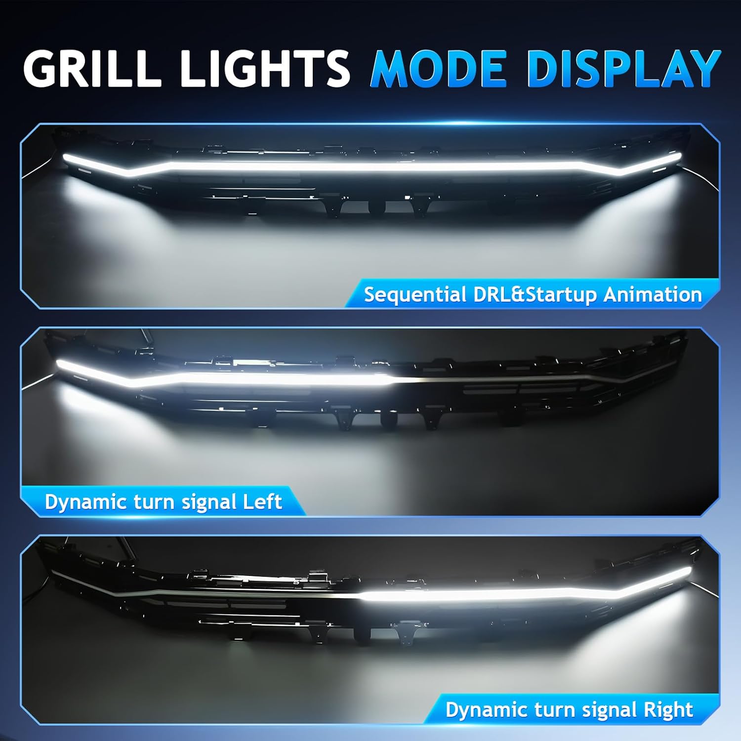 OKSIWA Sequential LED Middle Grille Light For 2024-2025 Toyota Camry, with Starting Animation,Dynamic Turn Signal,White Daytime Running Lights, Front Driving Hood Light