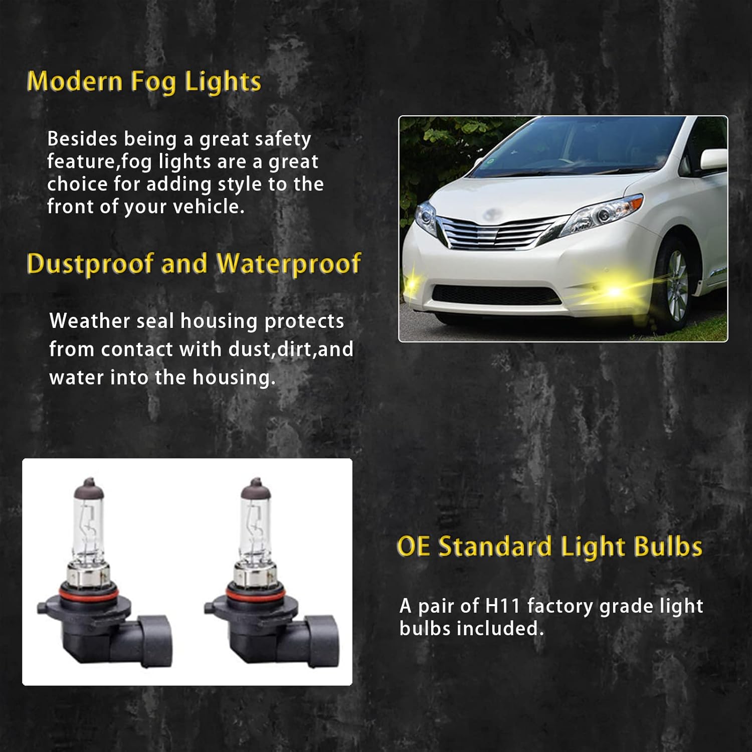 OKSIWA LED Fog Lights Compatible with 2011-2017 Sienna Front Bumper Lights Assembly Clear Lens 1 Pair of Fog Lamps Driver and Passenger Side-2