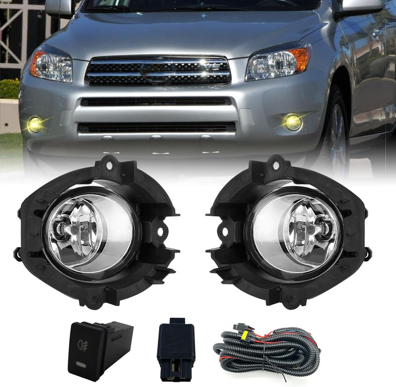 OKSIWA Fog Lights Compatible With Toyota RAV4 2006 2007 2008, 1 Pair Fog Lamps with Bezels and H11 12V 55W Bulbs included Switch and Wiring kit-1