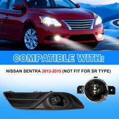 OKSIWA LED Fog Lights Assemblies Compatible With 2013 2014 2015 Nissan Sentra Clear Lens Front Bumper Fog Lights-3