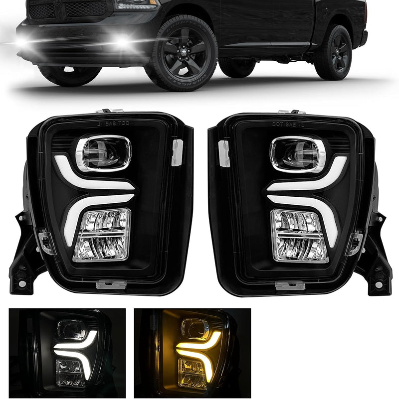OKSIWA LED Fog Lights fit for 2013-2018 Dodge Ram 1500 Pickup 2019-2021 Ram 1500 Classic Pickup with Daytime Running Lights Turn Signal Light Bumper Driving Lamps 1 Pair of Fog Lamps-1