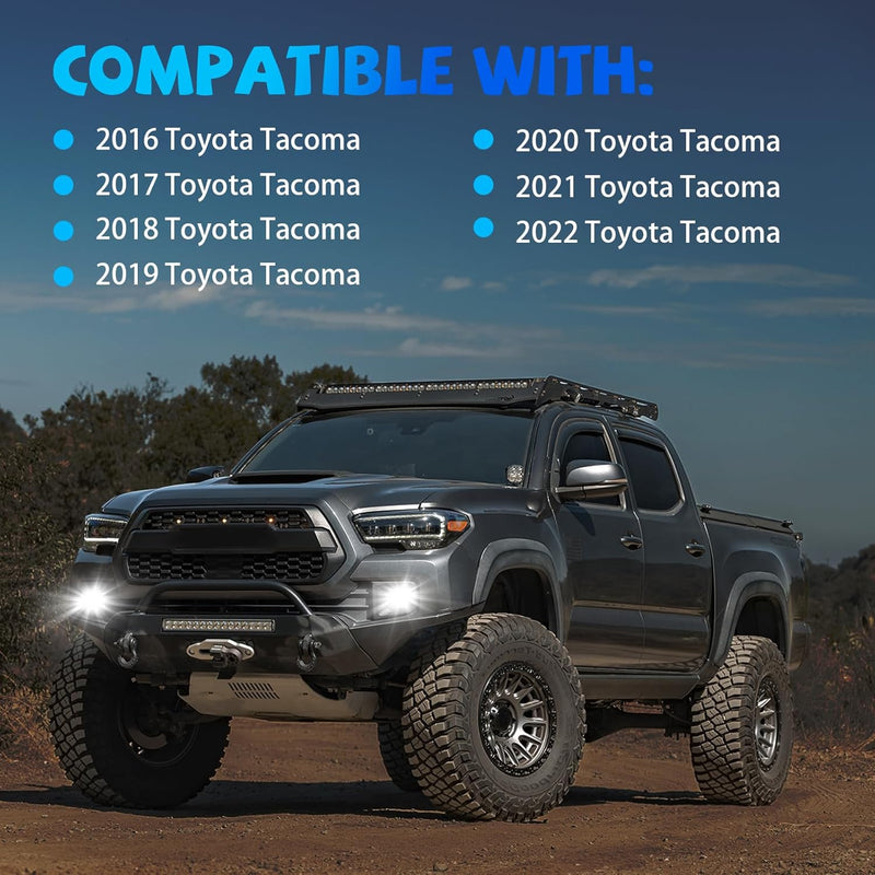 OKSIWA LED Fog Lights,Compatible with 2016-2023 Toyota Tacoma(Fits SR,SR5 Model Only), Front Bumper Driving Light, with Wiring Harness, Switch,Easy to Install (Chrome Bezels)-2