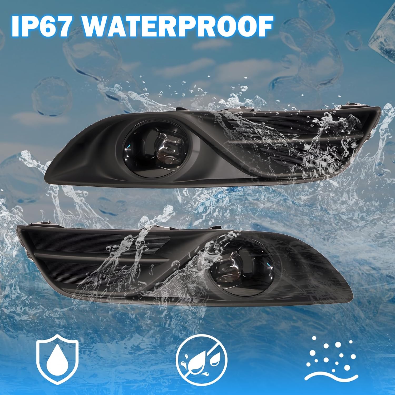 OKSIWA LED Fog Lights Assemblies Compatible With 2013 2014 2015 Nissan Sentra Clear Lens Front Bumper Fog Lights-7