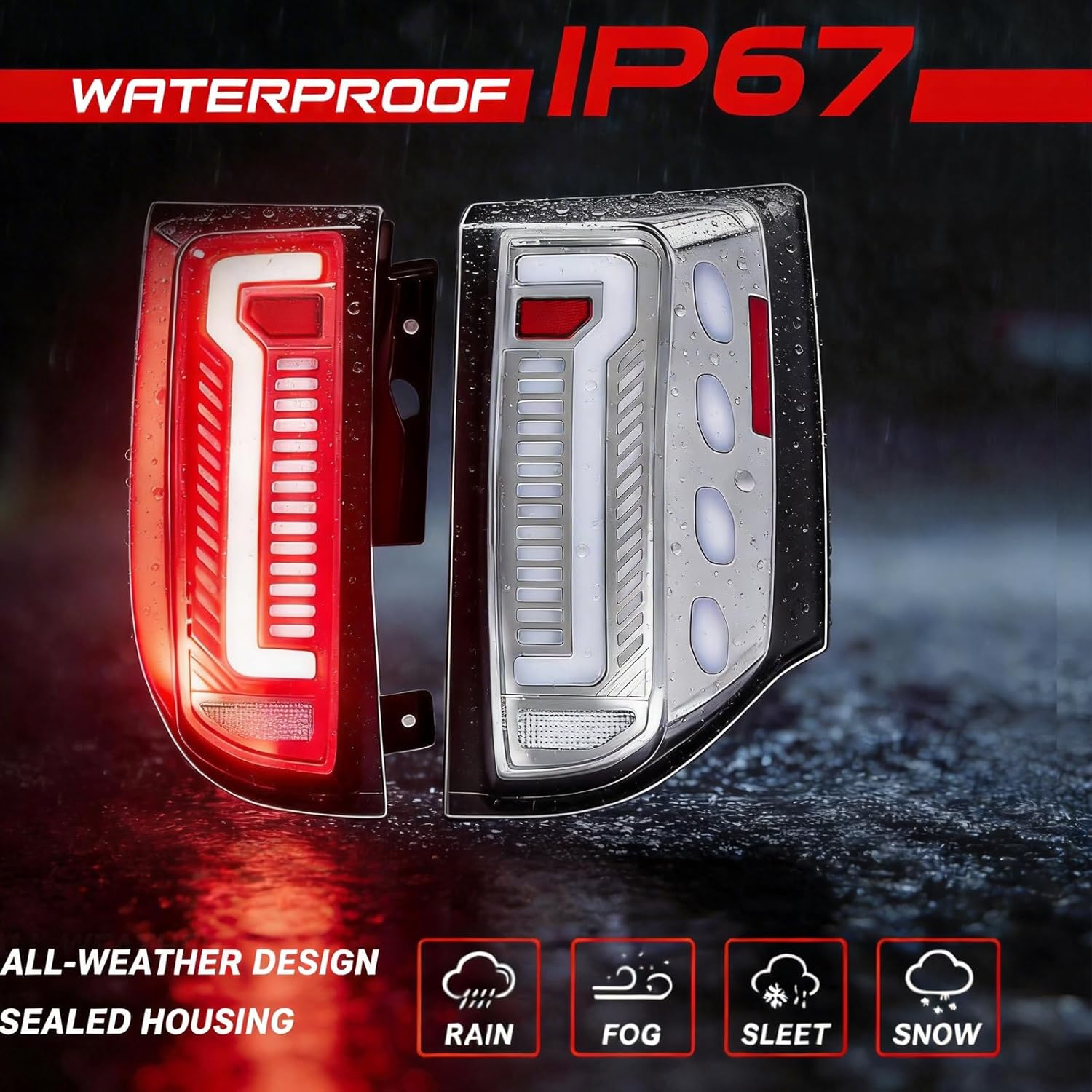 OKSIWA Transparent Sequential Full Led Tail Light Fit for 2011-2020 Dodge Grand Caravan & Ram C/V Starting Animated, Dynamic Turn Signal Lights, Reverse Lights, Brake Lights, Rear Lights Assembly-6
