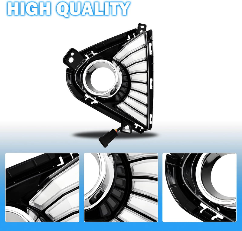 OKSIWA LED Daytime Running Light Compatible with 2020-2023 Hyundai Accent with DRL Turn Signals Fog Lamps Assemblies w/Switch and Wiring Harness-3