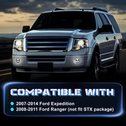 OKSIWA Led Fog Lights with DRL Comaptible with Ford Expedition 2007 2008 2009 2010 2011 2012 2013 2014, Compatible with 2008-2011 Ford Ranger, Upgrade and Modified 1 Pair Led Fog Lamp, Fog Light Assembly