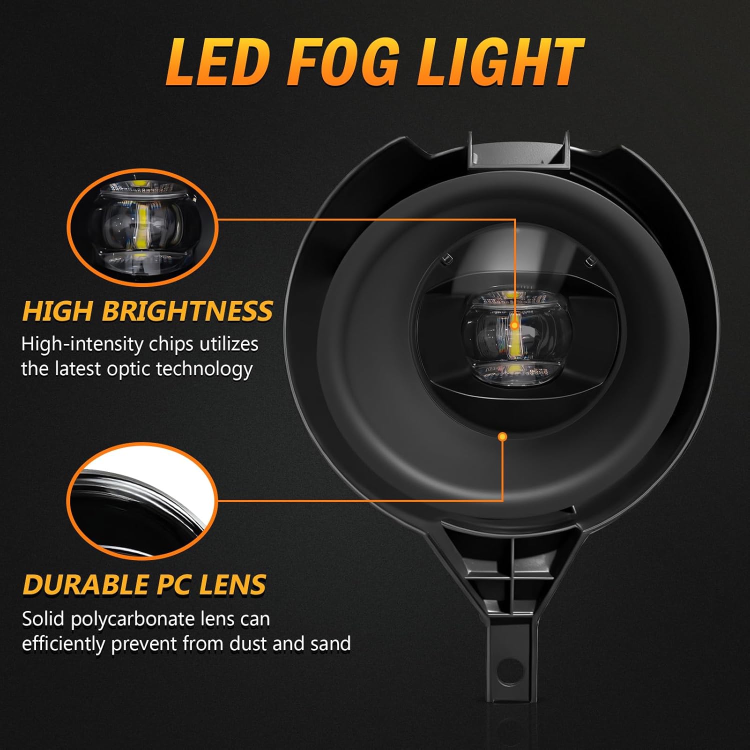 OKSIWA LED Fog Lights,Compatible with 2005-2019 Nissan Frontier(Chrome Bumper Models Only), Front Bumer Driving Light Fog Lamp Assembly Kit with Wiring Harness, Switch,Plug and Play