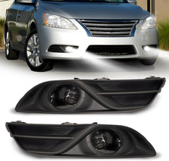 OKSIWA LED Fog Lights Assemblies Compatible With 2013 2014 2015 Nissan Sentra Clear Lens Front Bumper Fog Lights-1
