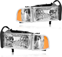 OKSIWA Headlights Assembly for Dodge Ram 1500 1994-2001,for Dodge RAM 2500 3500 1994-2002, OEM Style Replacement Headlamps, Factory Fit Headlight Housing, Plug & Play-7