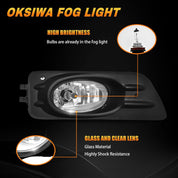 OKSIWA Halogen Fog Light for 2006 2007 Honda Accord Sedan,Front Bumer Fog Lamp Kit with Wiring Harness, Switch,Plug and Play