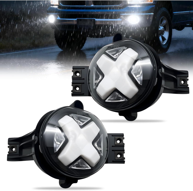 OKSIWA LED Fog Lights Compatible With 2002-2008 Dodge Ram 1500/2003-2009 Dodge Ram 2500 3500 Pickup Truck w/DRL Amber Turn Signals Fog Lights 1 Pair of Fog Lights Clear Lens-1