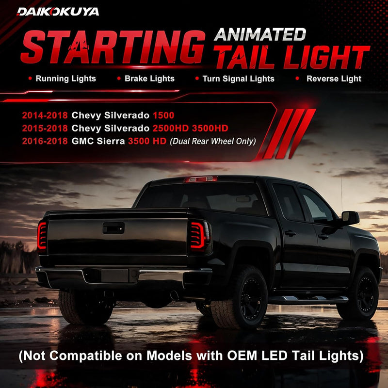 Animated Sequential LED Tail Lights for 2014-2018 Chevy Silverado & 2016-2018 GMC Sierra Plug & Play-3