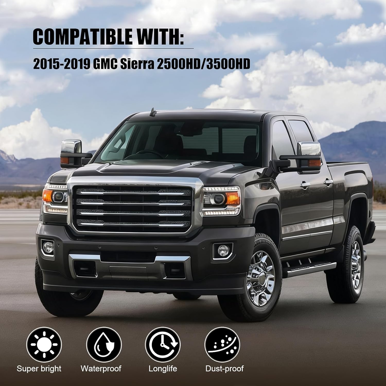 DOT Approved Halogen Fog Lights for 2015-2019 GMC Sierra 2500HD/3500HD Plug & Play
