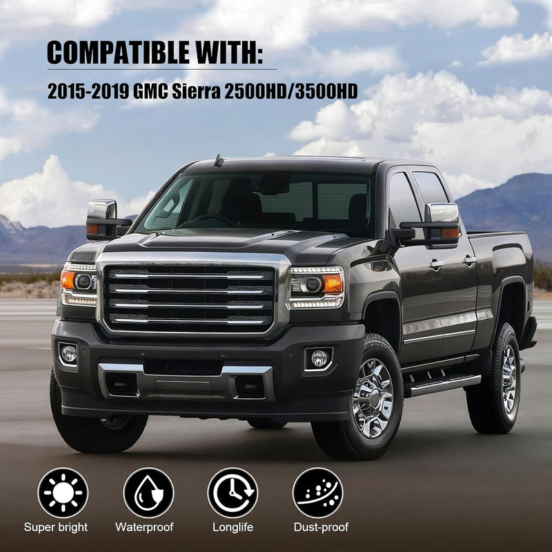 DOT Approved Halogen Fog Lights for 2015-2019 GMC Sierra 2500HD/3500HD Plug & Play-2