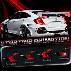 OKSIWA Sequential LED Tail Lights Compatible with Honda Civic 10th Gen Sedan 2016-2021, Not for Hatchbacks, Starting Animated Tail Light Assembly, Brake Turn Signal Lights, Reverse Lights, Parking Light-2