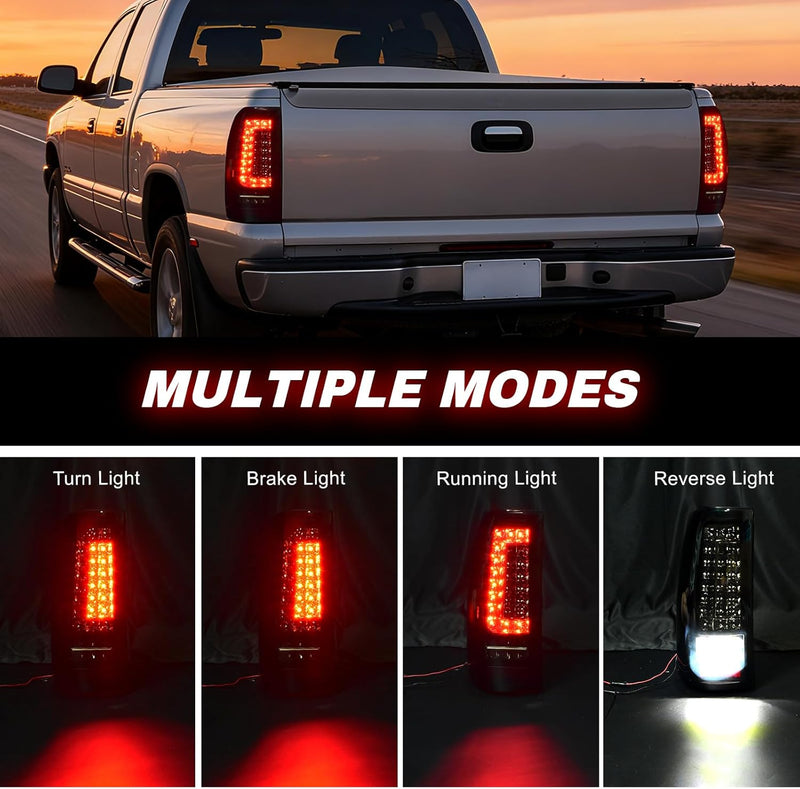 OKSIWA Full LED Tail Lights Assemble Fits for 1999-2002 Chevy Silverado 1500/2500 & 1999-2006 GMC Sierra 1500/2500/3500 With Start-Up Animation, Dynamic Turn Signals, Brake Light,Reverse Light-2