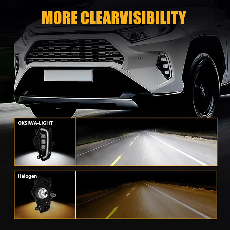 3-Color LED Fog Lights with White/Amber/Blue DRL for 2019-2025 Toyota RAV4 w/ Bezel & Harness Plug & Play-6