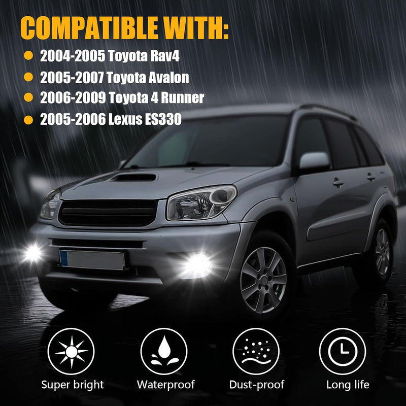 DOT approved LED Fog Lights with DRL for 2004-2005 Toyota Rav4,05-07 Avalon, 06-09 4 Runner,05-06 Lexus ES330 w/ Harness Plug & Play-6
