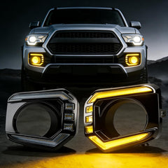 Animated Sequential White/Amber LED DRL Fog Lights Smoked for 2016-2023 Toyota Tacoma Plug & Play 1 Pair-8