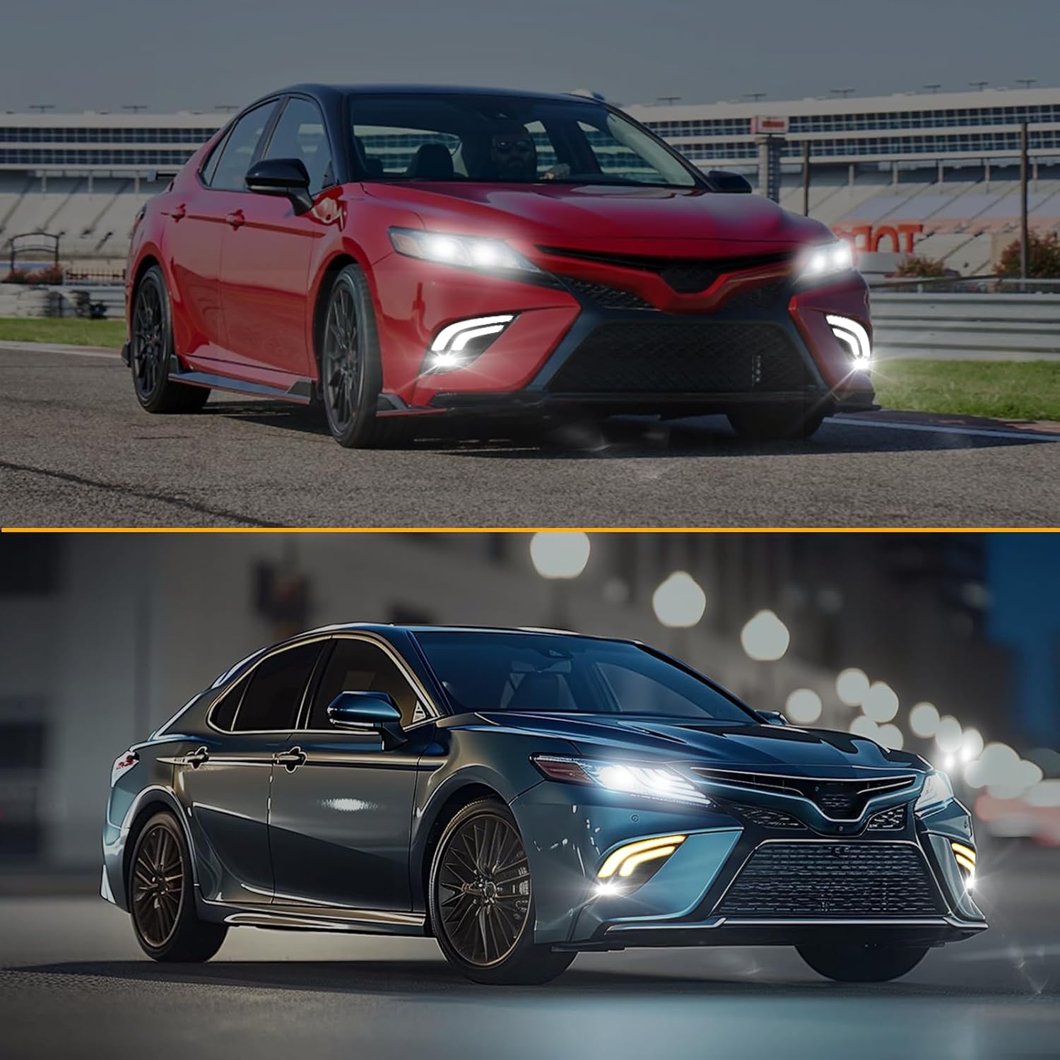 OKSIWA LED Fog Light with White DRL for 2018-2020 Toyota Camry SE/XSE/TRD,with Amber Turn Signal light,Front Bumper Fog Lamp Replacement Kit,Including Wiring Harness,switch