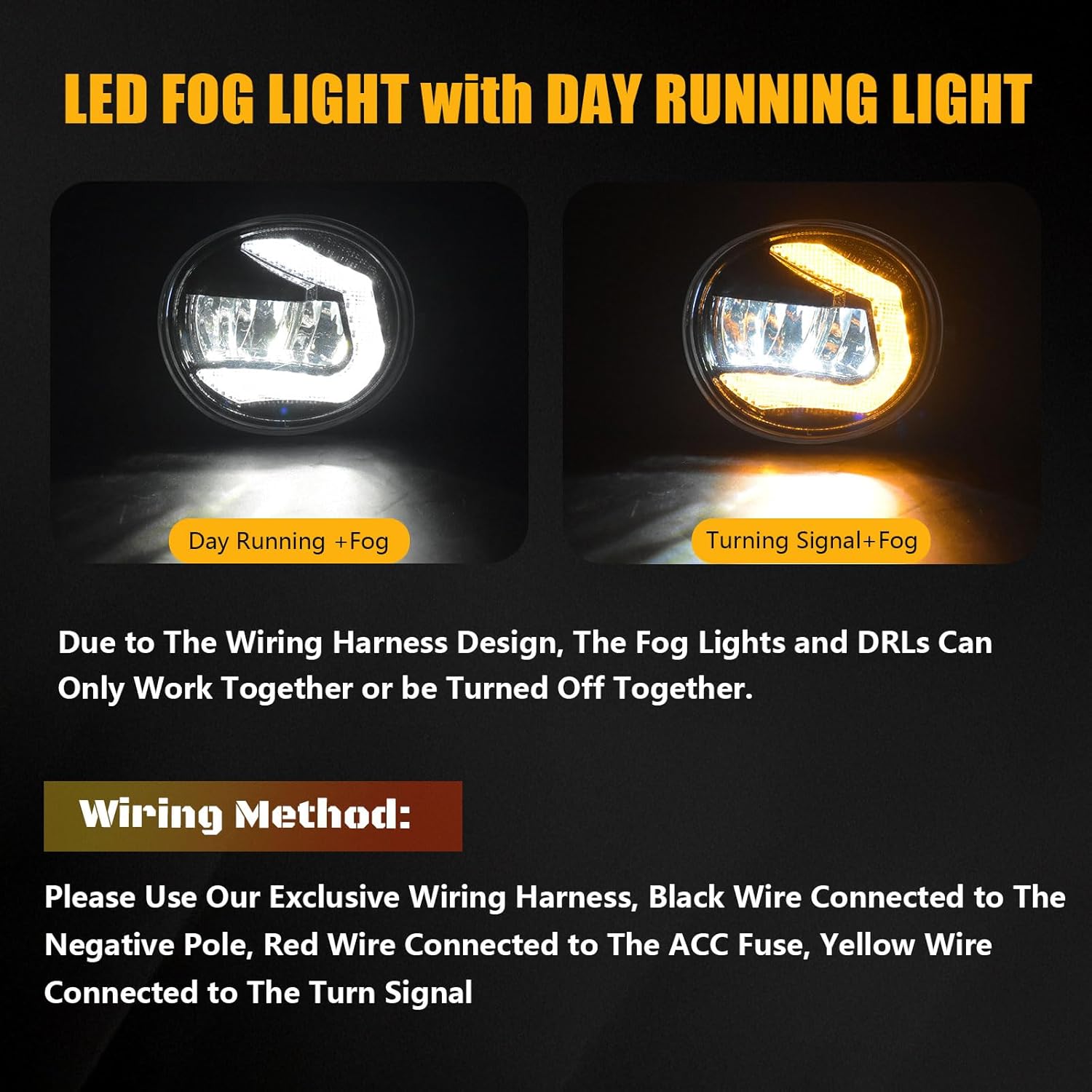 DOT approved LED Fog Lights with DRL for 2004-2005 Toyota Rav4,05-07 Avalon, 06-09 4 Runner,05-06 Lexus ES330 w/ Harness Plug & Play-2