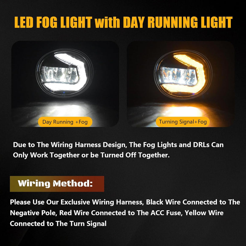 DOT approved LED Fog Lights with DRL for 2004-2005 Toyota Rav4,05-07 Avalon, 06-09 4 Runner,05-06 Lexus ES330 w/ Harness Plug & Play-2