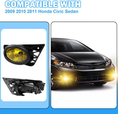 OKSIWA Fog Lights Compatible with 2009 2010 2011 Honda Civic Sedan, 1 Pair Front Bumper Driving Fog Lamps with Switch and Wiring Harness(Amber Lens)-4