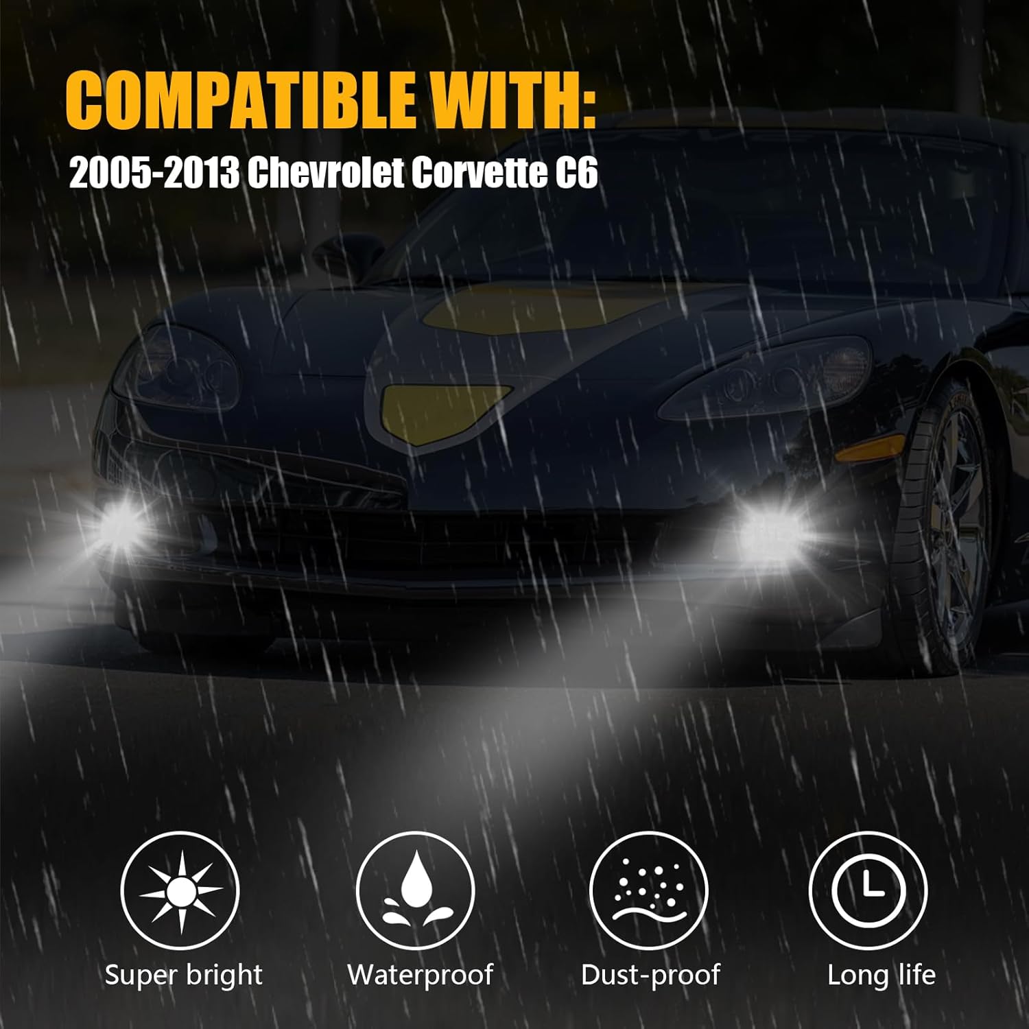 OKSIWA Upgrade LED Fog Lights for 2005-2013 Chevrolet Corvette C6 Base Models,Drving Fog Lamp Replacement, Plug N Play,Waterproof, Clear Lens