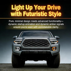 OKSIWA LED DRL Lights Assemblies for 2016–2023 Toyota Tacoma Limited/SR/SR5/Trail Edition, DRL with Dynamic Startup Animation & Flowing Amber Turn Signal, Front Bumper, 1 Pair（Smoked）-8