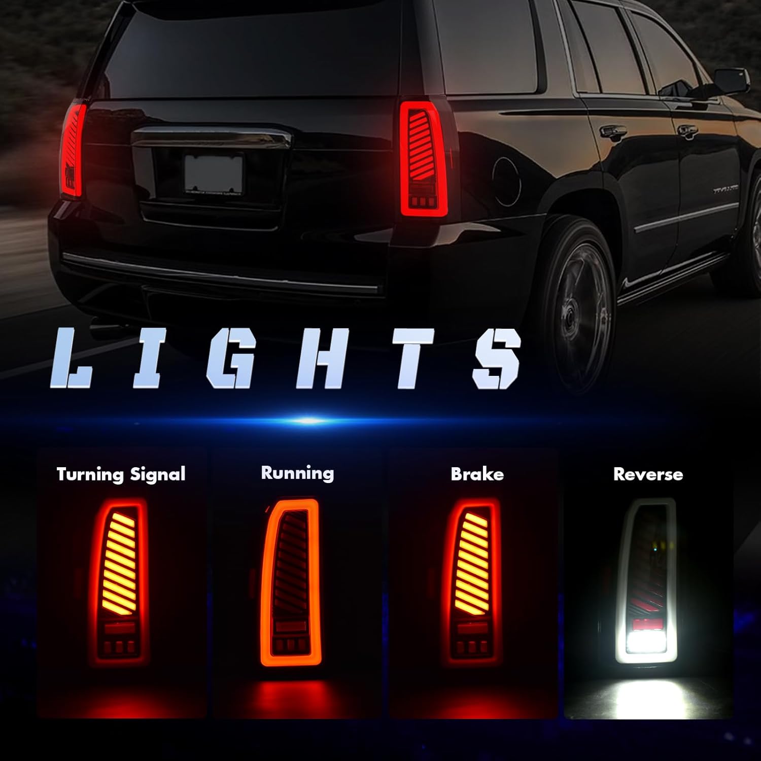 Animated Sequential Smoked LED Tail Lights for 2015-2020 GMC Yukon Yukon XL Plug & Play-2