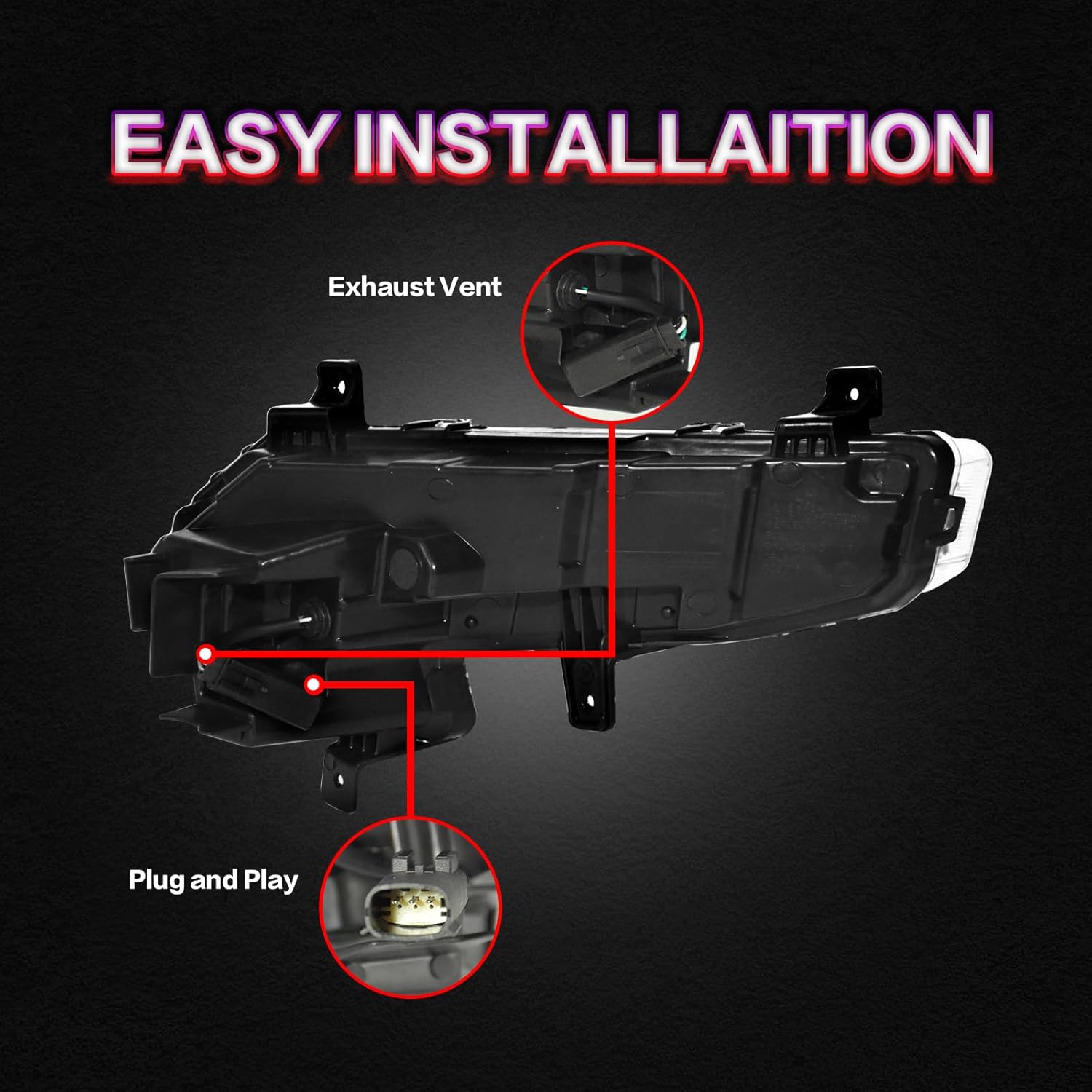 OKSIWA LED Fog Light for 2016 2017 2018 Chevy Malibu, Front Driving Fog Lamps Replacement Kit, Clear Lens (Right)