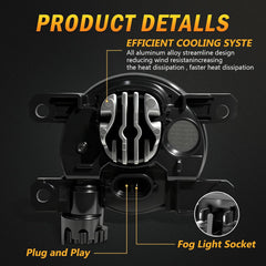 OKSIWA LED Fog Lights,Compatible with 2005-2019 Nissan Frontier(Chrome Bumper Models Only), Front Bumer Driving Light Fog Lamp Assembly Kit with Wiring Harness, Switch,Plug and Play-5