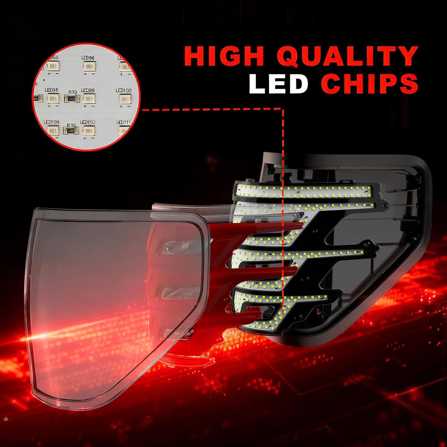 OKSIWA Sequential Full Led tail lights Compatible with Ford F150 2009-2014, Starting Animated, Dynamic Turn Signal,Brake Light, Reverse Light Rear Light Assembly