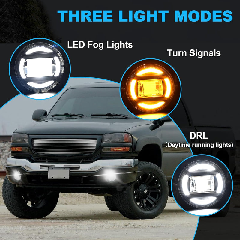 DOT Approved LED Fog Lights with DRL & Turn Signal for 2003-2006 GMC Sierra 1500 2500 3500 Plug & Play-4