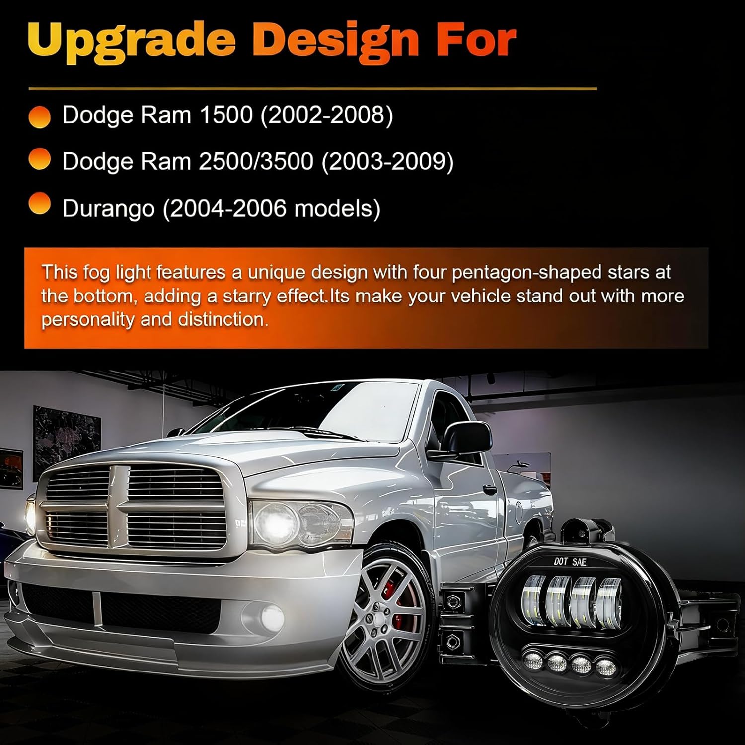 OKSIWA LED Fog Lights for 2002-2008 Dodge Ram 1500, 2003-2009 Ram 2500 3500, 2004-2006 Durango Pickup, Led Fog Lamp Upgrade and Modified - 4 Oval-2