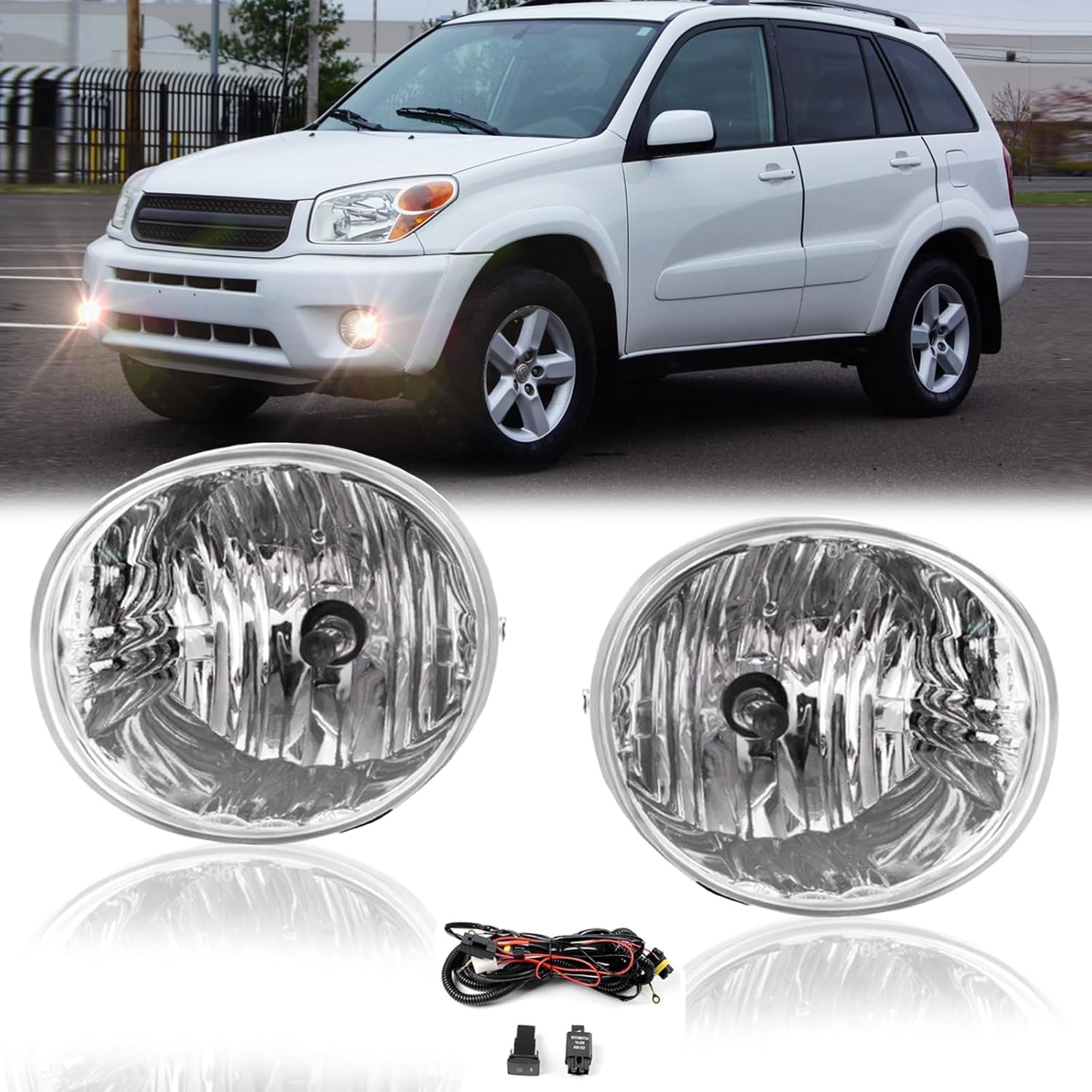 OKSIWA Fog Lights Compatible with 2004-2005 Rav4/ 2005-2007 Avalon/ 2006-2009 4 Runner/ 2005-2006 Lexus ES330, 1 Pair Front Bumper Driving Fog Lamps Clear Lens
