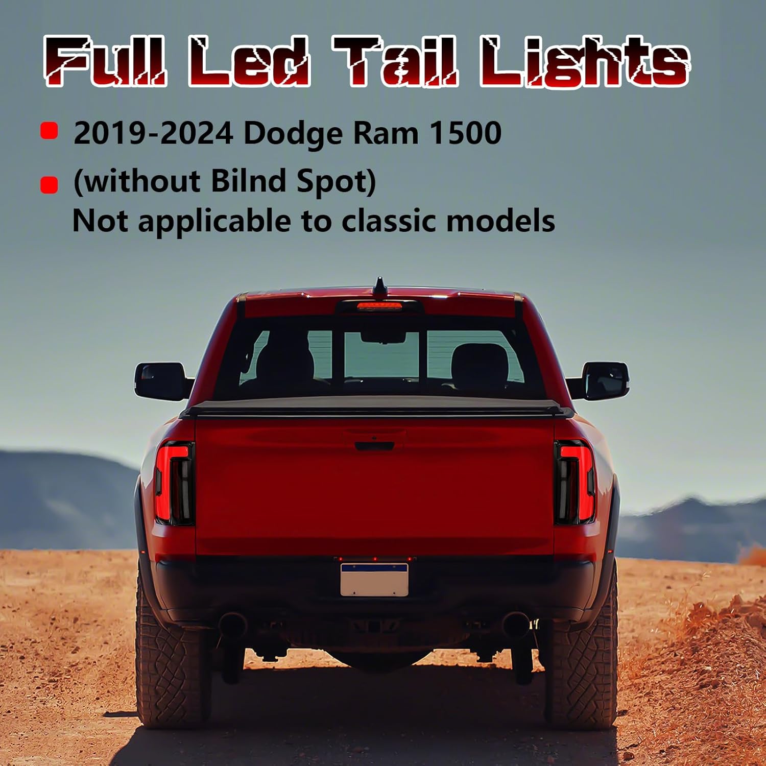 OKSIWA Sequential Full Led tail lights for 2019-2024 Dodge Ram 1500 (without Bilnd Spot) Starting Animated Rear Light Assembly, Dynamic Turn Signal,Brake,Reverse Smoked Not applicable to classic