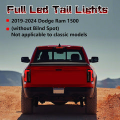OKSIWA Sequential Full Led tail lights for 2019-2024 Dodge Ram 1500 (without Bilnd Spot) Starting Animated Rear Light Assembly, Dynamic Turn Signal,Brake,Reverse Smoked Not applicable to classic-3