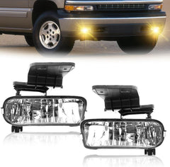 OKSIWA Fog Lights Assembly Fits For 1999-2002 Silverado 1500 2500/2001 2002 Silverado 1500HD 2500HD 3500/2000-2006 Tahoe Suburban 1500 2500 With Halogen Bulbs- Left & Right Side-1