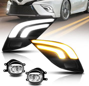 OKSIWA LED Fog Light with White DRL for 2018-2020 Toyota Camry SE/XSE/TRD,with Amber Turn Signal light,Front Bumper Fog Lamp Replacement Kit,Including Wiring Harness,switch