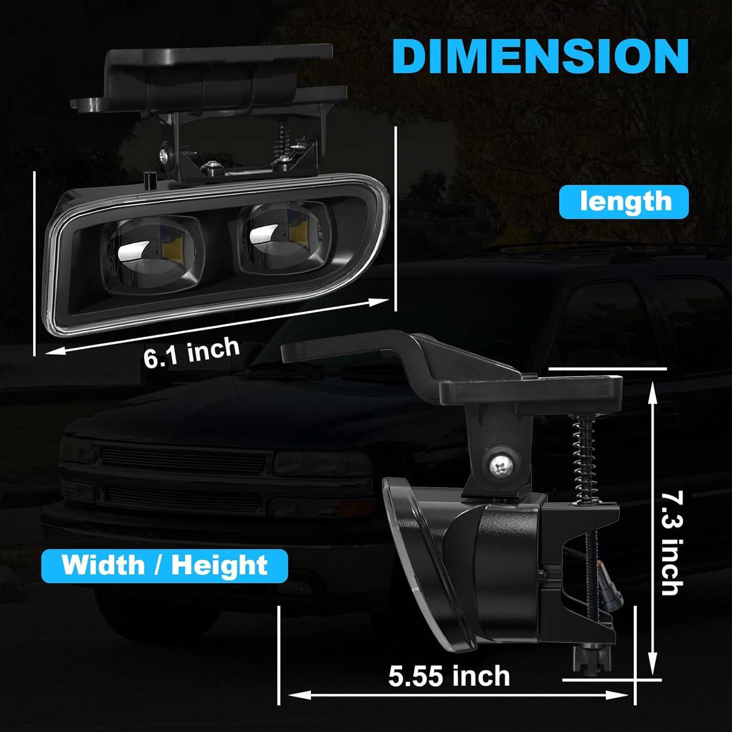 OKSIWA Fog Lights Replacement for 1999-2002 Chevy Silverado 1500/2500/3500 - Direct Fit Front Bumper Fog Lamp Assembly Pair (Left+Right) - Durable ABS Housing, Weather Resistant-6