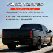 OKSIWA Sequential Full Led tail lights for 2003-2006 Chevy Silverado Starting Animated Tail Light Assembly 1pair Rear lights Smoked Dynamic Turn Signal,Brake Light,Reverse Light