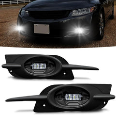 OKSIWA LED Fog Light for 2009-2011 Honda Civic Coupe 2dr,Front Bumer Driving Light Kit, Fog Lamp Assembly Replacement with Switch and wiring Harness, Plug and Play, Easy to Install-1